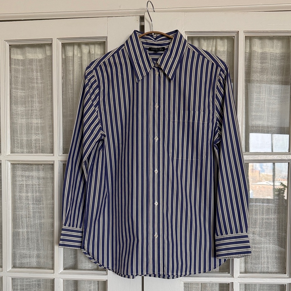 Soeur Classic Blue & White Striped Button-Up Shirt
